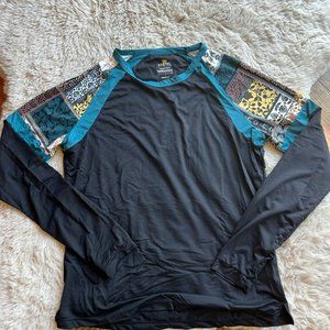 Kastel Denmark Crew Neck Long Sleeve  MODERN PATCHWORK TEAL CREW NECK Sun Shirt